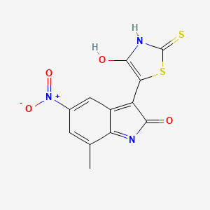 molecular formula C12H7N3O4S2 B3827279 7-methyl-5-nitro-3-(4-oxo-2-thioxo-1,3-thiazolidin-5-ylidene)-1,3-dihydro-2H-indol-2-one 