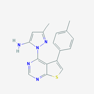 3-methyl-1-[5-(4-methylphenyl)thieno[2,3-d]pyrimidin-4-yl]-1H-pyrazol-5-amine