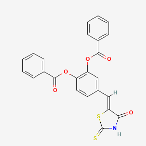 4-[(4-oxo-2-thioxo-1,3-thiazolidin-5-ylidene)methyl]-1,2-phenylene dibenzoate