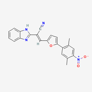 molecular formula C22H16N4O3 B3827295 2-(1H-benzimidazol-2-yl)-3-[5-(2,5-dimethyl-4-nitrophenyl)-2-furyl]acrylonitrile 