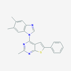 molecular formula C22H18N4S B382731 4-(5,6-Dimethylbenzimidazol-1-yl)-2-methyl-6-phenylthieno[2,3-d]pyrimidine CAS No. 315709-11-6