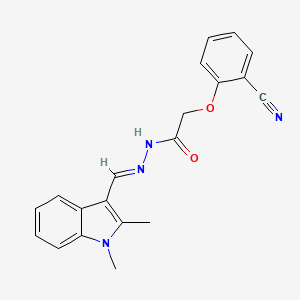 molecular formula C20H18N4O2 B3827330 2-(2-cyanophenoxy)-N'-[(1,2-dimethyl-1H-indol-3-yl)methylene]acetohydrazide 