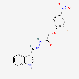 molecular formula C19H17BrN4O4 B3827356 2-(2-bromo-4-nitrophenoxy)-N'-[(1,2-dimethyl-1H-indol-3-yl)methylene]acetohydrazide 