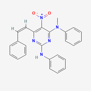 molecular formula C25H21N5O2 B3827357 N~4~-methyl-5-nitro-N~2~,N~4~-diphenyl-6-(2-phenylvinyl)-2,4-pyrimidinediamine 