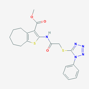 methyl 2-[[2-(1-phenyltetrazol-5-yl)sulfanylacetyl]amino]-5,6,7,8-tetrahydro-4H-cyclohepta[b]thiophene-3-carboxylate