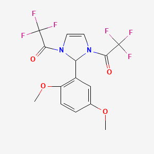 molecular formula C15H12F6N2O4 B3827375 2-(2,5-dimethoxyphenyl)-1,3-bis(trifluoroacetyl)-2,3-dihydro-1H-imidazole 