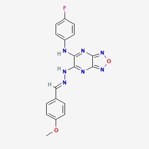 molecular formula C18H14FN7O2 B3827379 4-methoxybenzaldehyde {6-[(4-fluorophenyl)amino][1,2,5]oxadiazolo[3,4-b]pyrazin-5-yl}hydrazone 
