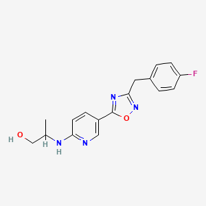 molecular formula C17H17FN4O2 B3827387 2-({5-[3-(4-fluorobenzyl)-1,2,4-oxadiazol-5-yl]-2-pyridinyl}amino)-1-propanol 