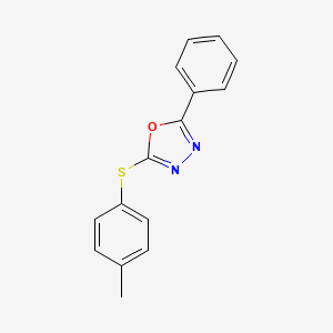 molecular formula C15H12N2OS B3827408 2-[(4-methylphenyl)thio]-5-phenyl-1,3,4-oxadiazole 