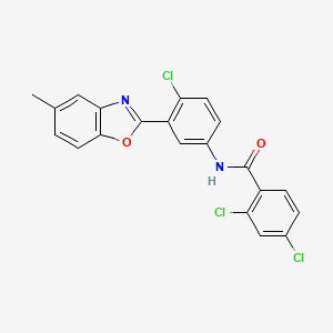 molecular formula C21H13Cl3N2O2 B3827410 2,4-dichloro-N-[4-chloro-3-(5-methyl-1,3-benzoxazol-2-yl)phenyl]benzamide 