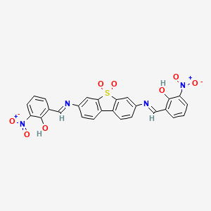 molecular formula C26H16N4O8S B3827424 2,2'-[(5,5-dioxidodibenzo[b,d]thiene-3,7-diyl)bis(nitrilomethylylidene)]bis(6-nitrophenol) 