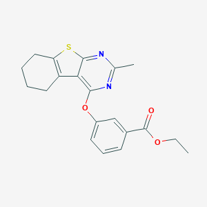 molecular formula C20H20N2O3S B382743 Ethyl 3-[(2-methyl-5,6,7,8-tetrahydro[1]benzothieno[2,3-d]pyrimidin-4-yl)oxy]benzoate CAS No. 379242-22-5