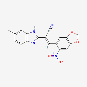 molecular formula C18H12N4O4 B3827446 2-(6-methyl-1H-benzimidazol-2-yl)-3-(6-nitro-1,3-benzodioxol-5-yl)acrylonitrile 