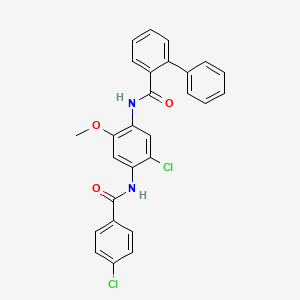 molecular formula C27H20Cl2N2O3 B3827486 N-{5-chloro-4-[(4-chlorobenzoyl)amino]-2-methoxyphenyl}-2-biphenylcarboxamide 