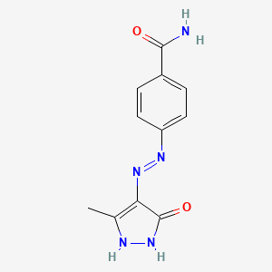 molecular formula C11H11N5O2 B3827496 4-[2-(3-methyl-5-oxo-1,5-dihydro-4H-pyrazol-4-ylidene)hydrazino]benzamide 