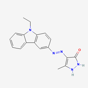 molecular formula C18H17N5O B3827499 3-methyl-1H-pyrazole-4,5-dione 4-[(9-ethyl-9H-carbazol-3-yl)hydrazone] 