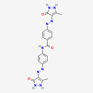 molecular formula C21H19N9O3 B3827502 4-[2-(3-methyl-5-oxo-1,5-dihydro-4H-pyrazol-4-ylidene)hydrazino]-N-{4-[2-(3-methyl-5-oxo-1,5-dihydro-4H-pyrazol-4-ylidene)hydrazino]phenyl}benzamide 