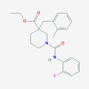 molecular formula C23H27FN2O3 B3827525 ethyl 1-{[(2-fluorophenyl)amino]carbonyl}-3-(2-methylbenzyl)-3-piperidinecarboxylate 