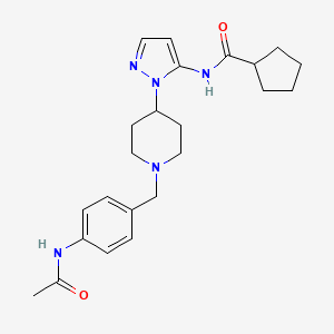 molecular formula C23H31N5O2 B3827544 N-(1-{1-[4-(acetylamino)benzyl]-4-piperidinyl}-1H-pyrazol-5-yl)cyclopentanecarboxamide 