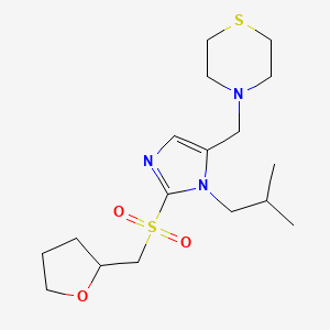 molecular formula C17H29N3O3S2 B3827675 4-({1-isobutyl-2-[(tetrahydro-2-furanylmethyl)sulfonyl]-1H-imidazol-5-yl}methyl)thiomorpholine 