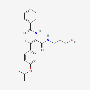 molecular formula C22H26N2O4 B3827689 N-[1-{[(3-hydroxypropyl)amino]carbonyl}-2-(4-isopropoxyphenyl)vinyl]benzamide 
