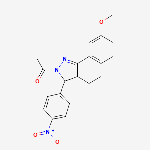 molecular formula C20H19N3O4 B3827698 2-acetyl-8-methoxy-3-(4-nitrophenyl)-3,3a,4,5-tetrahydro-2H-benzo[g]indazole 