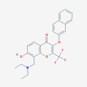 molecular formula C25H22F3NO4 B382782 8-[(diethylamino)methyl]-7-hydroxy-3-(2-naphthyloxy)-2-(trifluoromethyl)-4H-chromen-4-one CAS No. 371218-98-3