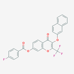 3-(2-naphthyloxy)-4-oxo-2-(trifluoromethyl)-4H-chromen-7-yl 4-fluorobenzoate