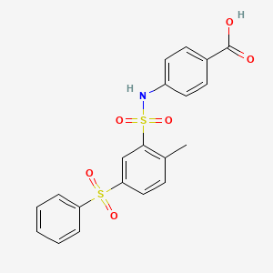 molecular formula C20H17NO6S2 B3827873 4-({[2-methyl-5-(phenylsulfonyl)phenyl]sulfonyl}amino)benzoic acid 