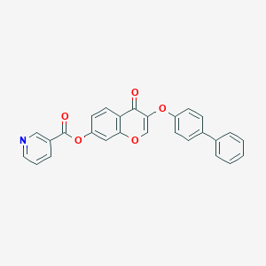 3-([1,1'-biphenyl]-4-yloxy)-4-oxo-4H-chromen-7-yl nicotinate
