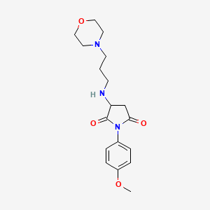 molecular formula C18H25N3O4 B3827922 1-(4-methoxyphenyl)-3-{[3-(4-morpholinyl)propyl]amino}-2,5-pyrrolidinedione 