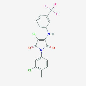 molecular formula C18H11Cl2F3N2O2 B382793 3-chloro-1-(3-chloro-4-methylphenyl)-4-[3-(trifluoromethyl)anilino]-1H-pyrrole-2,5-dione CAS No. 383893-37-6