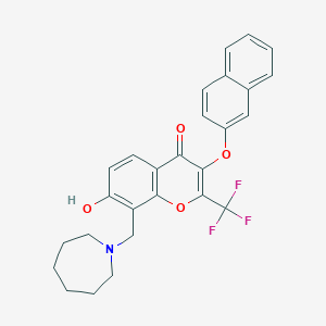 molecular formula C27H24F3NO4 B382794 8-(1-azepanylmethyl)-7-hydroxy-3-(2-naphthyloxy)-2-(trifluoromethyl)-4H-chromen-4-one CAS No. 370854-03-8