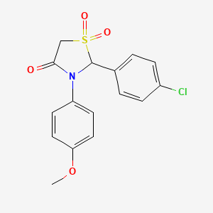 molecular formula C16H14ClNO4S B3827943 2-(4-chlorophenyl)-3-(4-methoxyphenyl)-1,3-thiazolidin-4-one 1,1-dioxide CAS No. 5211-64-3