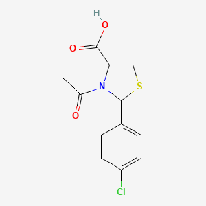 molecular formula C12H12ClNO3S B3827948 3-acetyl-2-(4-chlorophenyl)-1,3-thiazolidine-4-carboxylic acid 