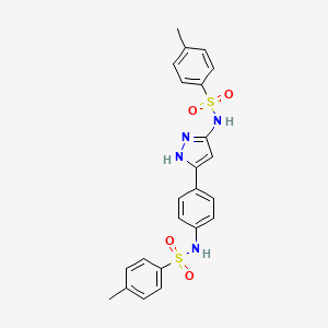 molecular formula C23H22N4O4S2 B3827965 4-methyl-N-[3-(4-{[(4-methylphenyl)sulfonyl]amino}phenyl)-1H-pyrazol-5-yl]benzenesulfonamide 