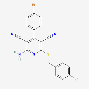 molecular formula C20H12BrClN4S B3828015 2-amino-4-(4-bromophenyl)-6-[(4-chlorobenzyl)thio]-3,5-pyridinedicarbonitrile 