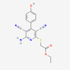 molecular formula C17H14N4O3S B3828025 ethyl {[6-amino-3,5-dicyano-4-(4-hydroxyphenyl)-2-pyridinyl]thio}acetate 