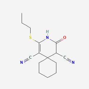 4-oxo-2-(propylthio)-3-azaspiro[5.5]undec-1-ene-1,5-dicarbonitrile