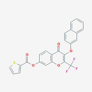 molecular formula C25H13F3O5S B382804 3-(2-naphthyloxy)-4-oxo-2-(trifluoromethyl)-4H-chromen-7-yl 2-thiophenecarboxylate 