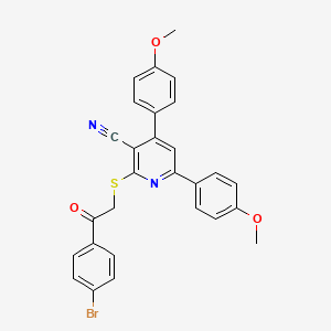 molecular formula C28H21BrN2O3S B3828043 2-{[2-(4-bromophenyl)-2-oxoethyl]thio}-4,6-bis(4-methoxyphenyl)nicotinonitrile 