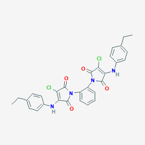molecular formula C30H24Cl2N4O4 B382807 3-chloro-1-{2-[3-chloro-4-(4-ethylanilino)-2,5-dioxo-2,5-dihydro-1H-pyrrol-1-yl]phenyl}-4-(4-ethylanilino)-1H-pyrrole-2,5-dione 