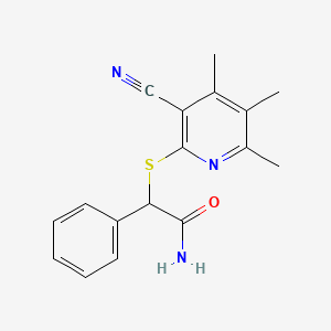 molecular formula C17H17N3OS B3828097 2-[(3-cyano-4,5,6-trimethyl-2-pyridinyl)thio]-2-phenylacetamide 