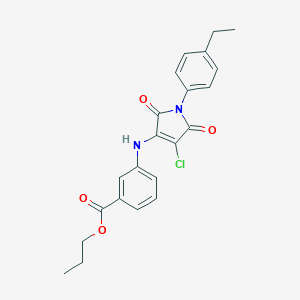 molecular formula C22H21ClN2O4 B382811 propyl 3-{[4-chloro-1-(4-ethylphenyl)-2,5-dioxo-2,5-dihydro-1H-pyrrol-3-yl]amino}benzoate CAS No. 384368-49-4