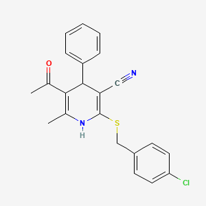 molecular formula C22H19ClN2OS B3828110 5-acetyl-2-[(4-chlorobenzyl)thio]-6-methyl-4-phenyl-1,4-dihydro-3-pyridinecarbonitrile 