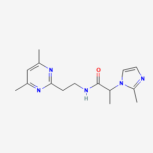 molecular formula C15H21N5O B3828119 N-[2-(4,6-dimethyl-2-pyrimidinyl)ethyl]-2-(2-methyl-1H-imidazol-1-yl)propanamide trifluoroacetate 