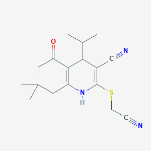 molecular formula C17H21N3OS B3828128 2-[(cyanomethyl)thio]-4-isopropyl-7,7-dimethyl-5-oxo-1,4,5,6,7,8-hexahydro-3-quinolinecarbonitrile 