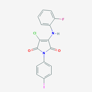 molecular formula C16H9ClFIN2O2 B382813 3-chloro-4-(2-fluoroanilino)-1-(4-iodophenyl)-1H-pyrrole-2,5-dione CAS No. 370845-86-6