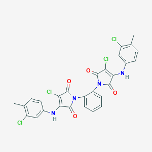 molecular formula C28H18Cl4N4O4 B382820 3-chloro-1-{2-[3-chloro-4-(3-chloro-4-methylanilino)-2,5-dioxo-2,5-dihydro-1H-pyrrol-1-yl]phenyl}-4-(3-chloro-4-methylanilino)-1H-pyrrole-2,5-dione 