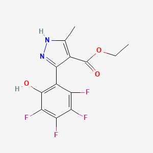 molecular formula C13H10F4N2O3 B3828247 ethyl 5-methyl-3-(2,3,4,5-tetrafluoro-6-hydroxyphenyl)-1H-pyrazole-4-carboxylate 
